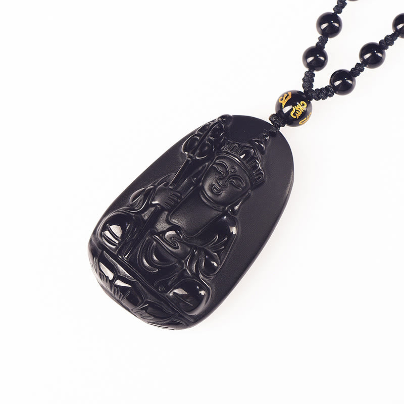 Buddha Stones Ksitigarbha z czarnym obsydianem i wzorem Buddy - image 4
