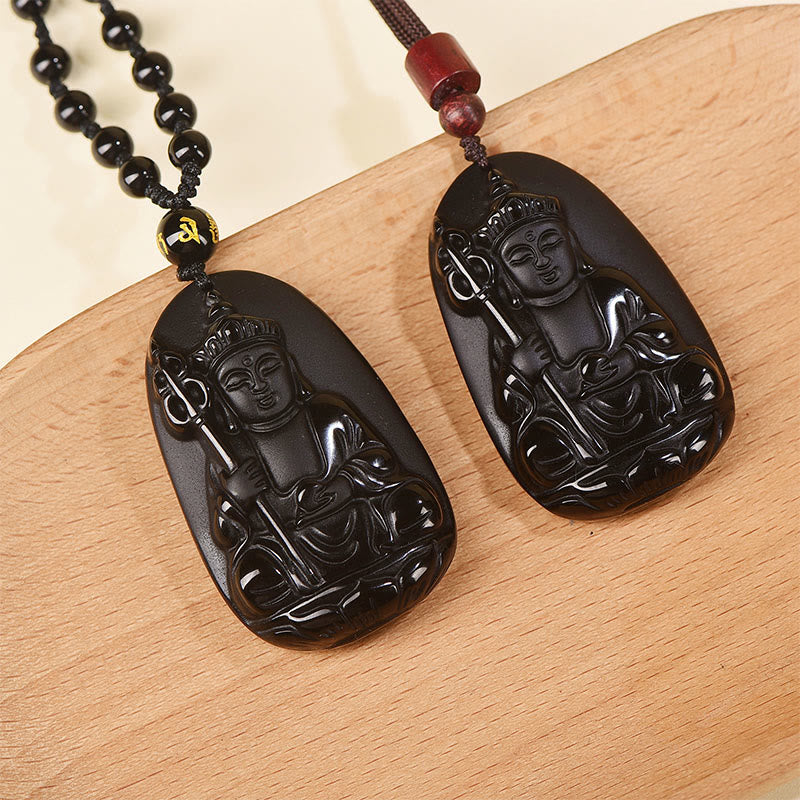 Buddha Stones Ksitigarbha z czarnym obsydianem i wzorem Buddy - image 9