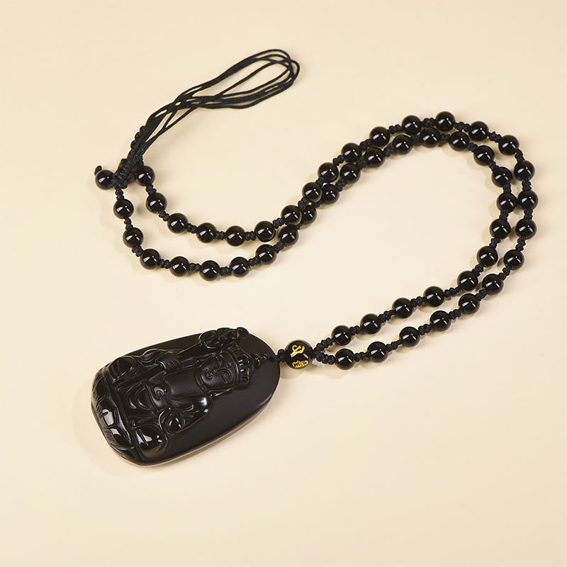 Buddha Stones Ksitigarbha z czarnym obsydianem i wzorem Buddy - image 1