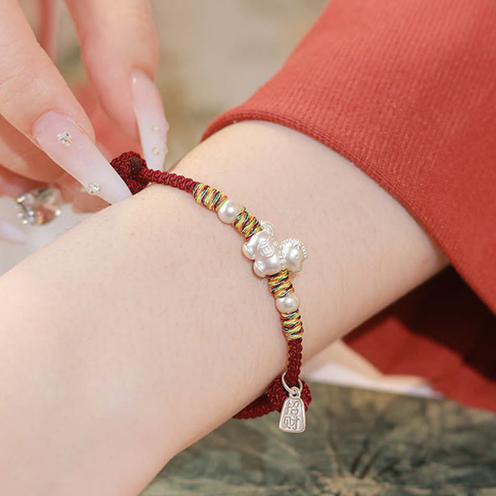 Bransoletka ze sznurka wykonana ręcznie z Buddha Stones ze srebra próby 999 Rok Konia Wolność - image 9