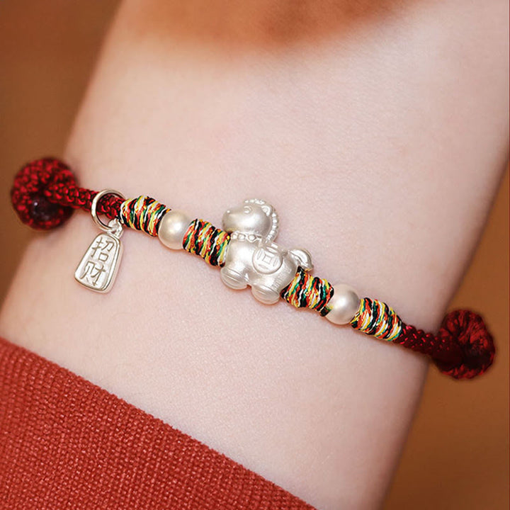 Bransoletka ze sznurka wykonana ręcznie z Buddha Stones ze srebra próby 999 Rok Konia Wolność - image 6