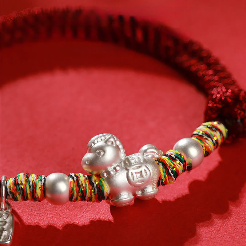 Bransoletka ze sznurka wykonana ręcznie z Buddha Stones ze srebra próby 999 Rok Konia Wolność - image 15