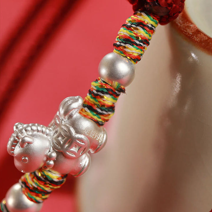 Bransoletka ze sznurka wykonana ręcznie z Buddha Stones ze srebra próby 999 Rok Konia Wolność - image 14