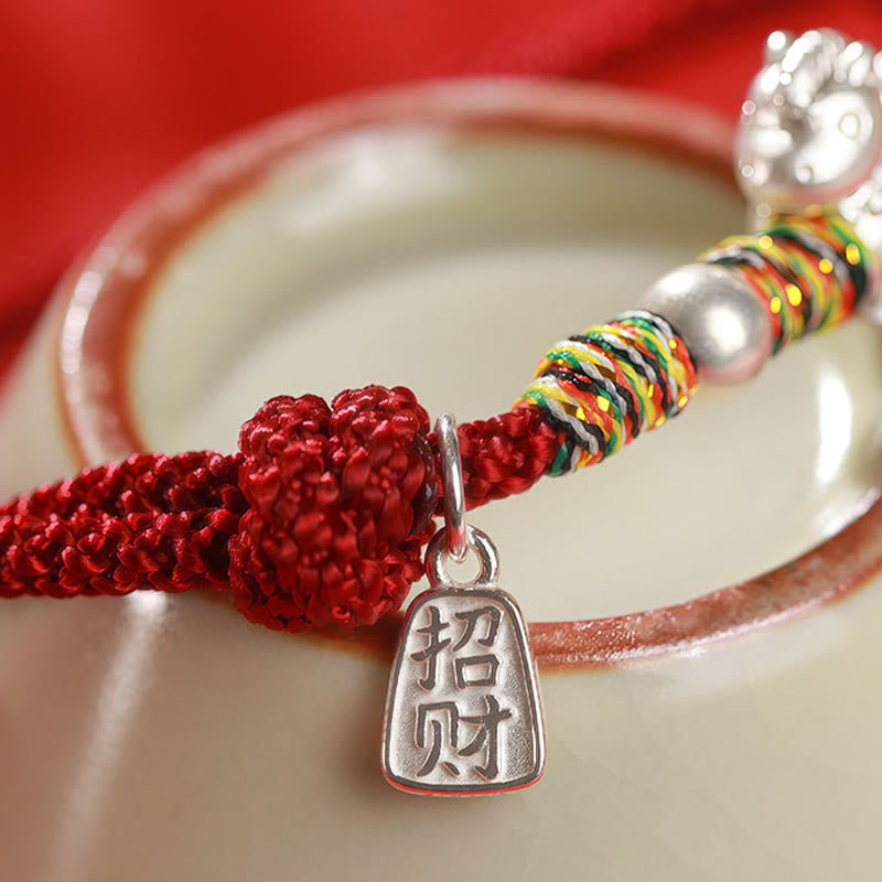 Bransoletka ze sznurka wykonana ręcznie z Buddha Stones ze srebra próby 999 Rok Konia Wolność - image 12