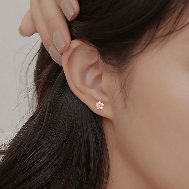 Kolczyki z motywem błogosławieństwa kwiatu brzoskwini, wykonane ze srebra próby 999, z Buddha Stones - image 3