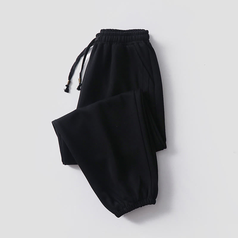 Buddha Stones bawełniane spodnie haremowe z kieszeniami, jesień/zima, jednolity kolor, ściągacz, polar, podszewka, elastyczny pas - Czarny (wersja z podszewką z polaru) - US/UK/AU54， EU64 (9XL) - image 12