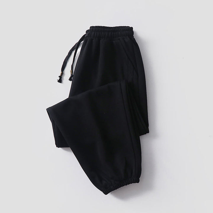 Buddha Stones bawełniane spodnie haremowe z kieszeniami, jesień/zima, jednolity kolor, ściągacz, polar, podszewka, elastyczny pas - Czarny (wersja z podszewką z polaru) - US/UK/AU54， EU64 (9XL) - image 12