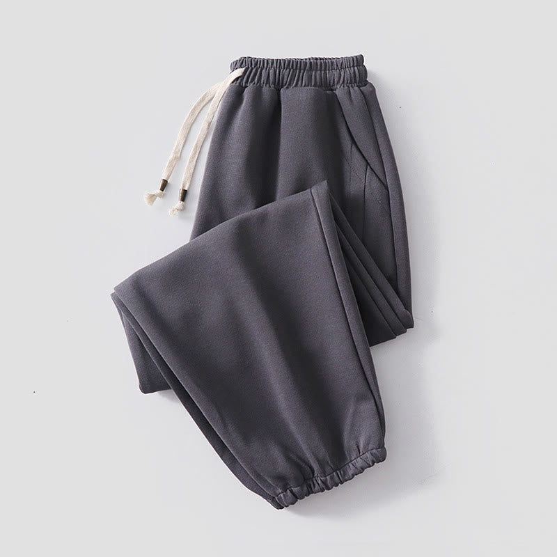 Buddha Stones bawełniane spodnie haremowe z kieszeniami, jesień/zima, jednolity kolor, ściągacz, polar, podszewka, elastyczny pas - Ciemnoszary (wersja z podszewką z polaru) - US/UK/AU54， EU64 (9XL) - image 11