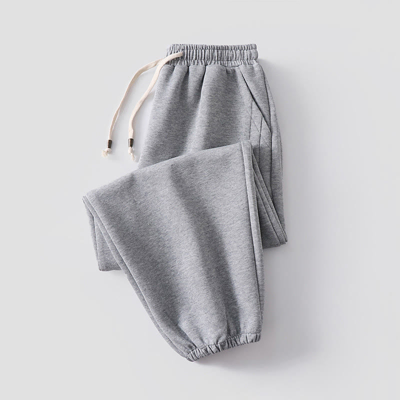 Buddha Stones bawełniane spodnie haremowe z kieszeniami, jesień/zima, jednolity kolor, ściągacz, polar, podszewka, elastyczny pas - Jasnoszary (wersja z podszewką z polaru) - US/UK/AU54， EU64 (9XL) - image 17
