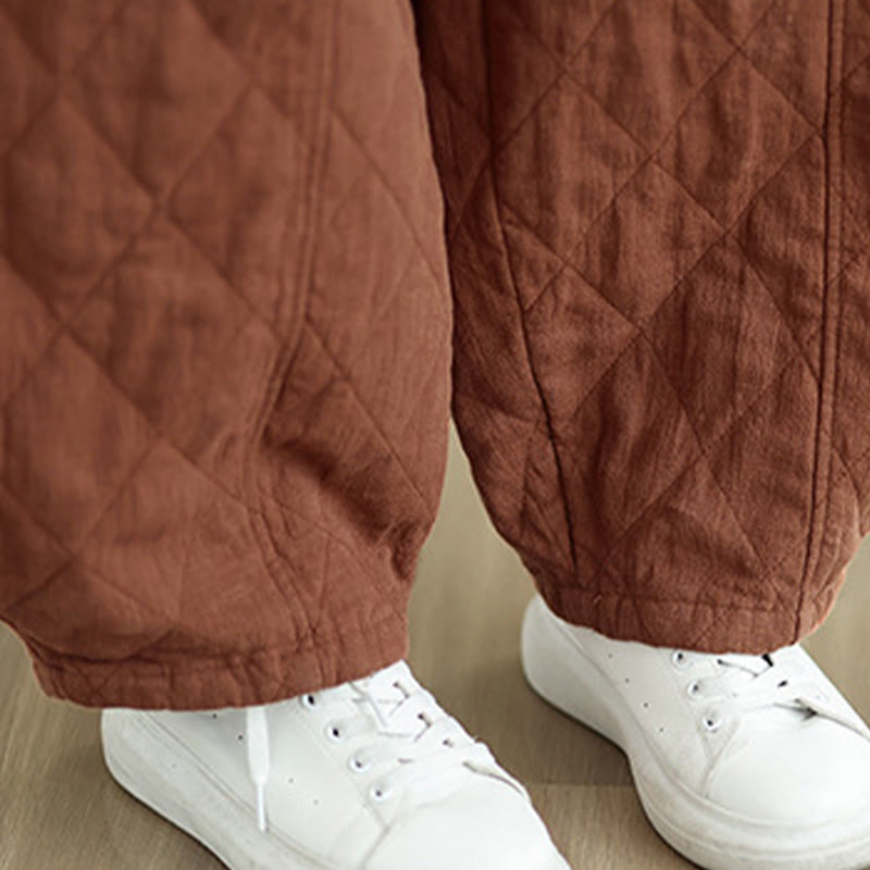 Spodnie damskie bawełniane z kieszeniami i wzorem diamentowym z motywem Buddha Stones - image 7