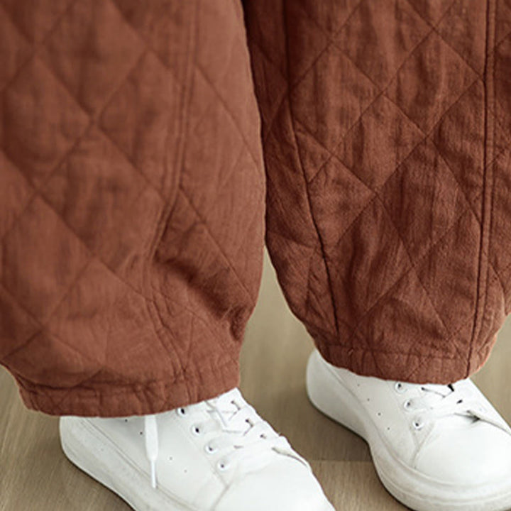 Spodnie damskie bawełniane z kieszeniami i wzorem diamentowym z motywem Buddha Stones - image 7