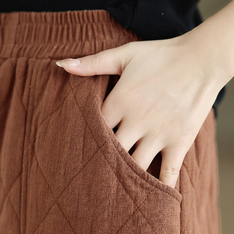 Spodnie damskie bawełniane z kieszeniami i wzorem diamentowym z motywem Buddha Stones - image 4