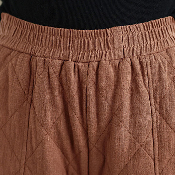 Spodnie damskie bawełniane z kieszeniami i wzorem diamentowym z motywem Buddha Stones - image 5