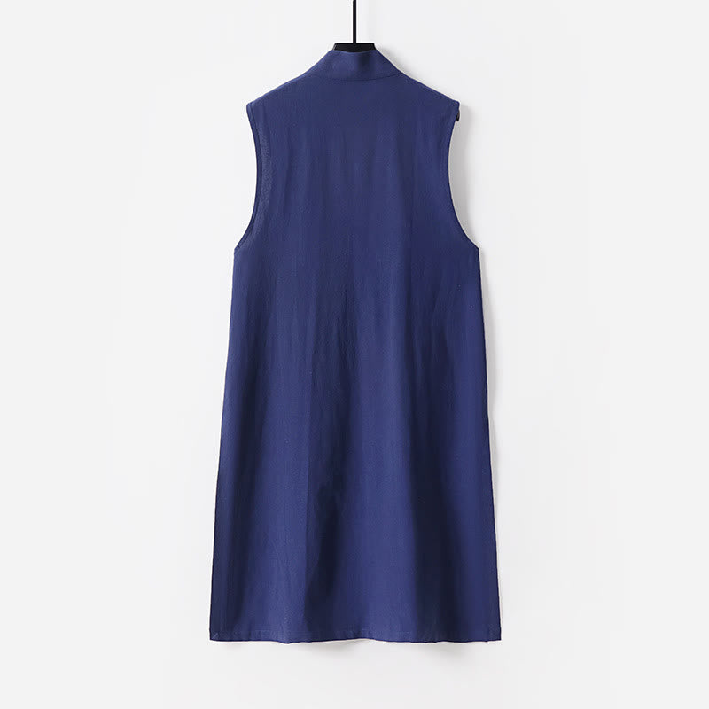 Buddha Stones 2 sztuki Wudang Fall Solid Long Sleeve Mens Taoist Long Robe Kamizelka Bez Rękawów Sznurowany Kimono Ceremonia Garnitur - image 17