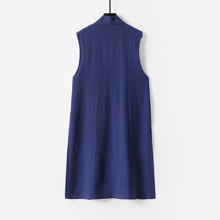 Buddha Stones 2 sztuki Wudang Fall Solid Long Sleeve Mens Taoist Long Robe Kamizelka Bez Rękawów Sznurowany Kimono Ceremonia Garnitur - image 17