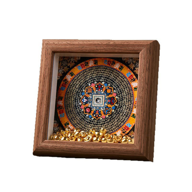 Buddha Stones Tybetańskie Om Mani Padme Hum Złota Sztabka Thangka Ramka na Zdjęcia Ozdoba Wystrój Domu - image 8