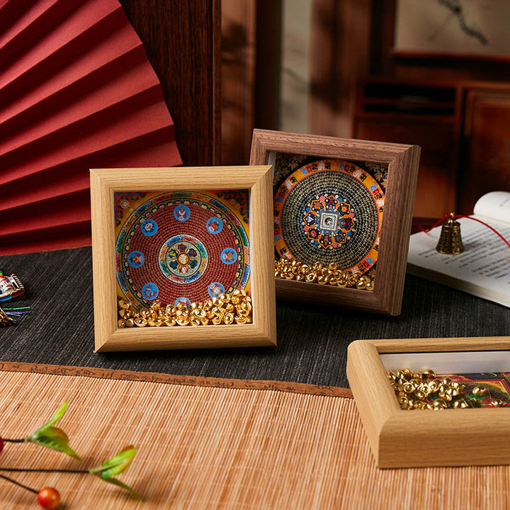 Buddha Stones Tybetańskie Om Mani Padme Hum Złota Sztabka Thangka Ramka na Zdjęcia Ozdoba Wystrój Domu - image 10