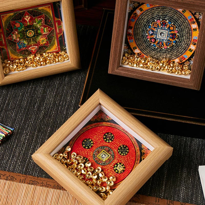 Buddha Stones Tybetańskie Om Mani Padme Hum Złota Sztabka Thangka Ramka na Zdjęcia Ozdoba Wystrój Domu - image 12