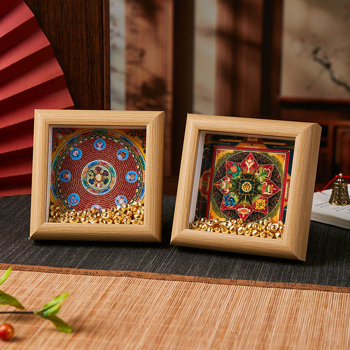 Buddha Stones Tybetańskie Om Mani Padme Hum Złota Sztabka Thangka Ramka na Zdjęcia Ozdoba Wystrój Domu - image 11