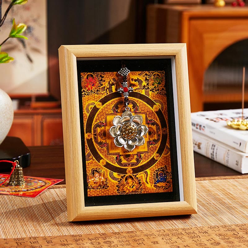 Buddha Stones, Lotos, Złota Sztabka, Ramka na Zdjęcia, Ozdoba Wystrój Domu - Styl 2 - Żółta płyta pilśniowa średniej gęstości (13*18*4 cm) - image 2