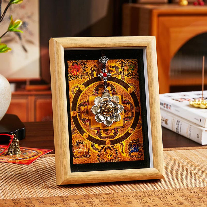 Buddha Stones, Lotos, Złota Sztabka, Ramka na Zdjęcia, Ozdoba Wystrój Domu - Styl 2 - Żółta płyta pilśniowa średniej gęstości (13*18*4 cm) - image 2