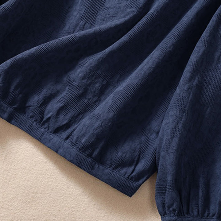 Bluza damska z kapturem z długim rękawem i żakardowym nadrukiem "Buddha Stones Fall" z guzikami i bawełny - image 6