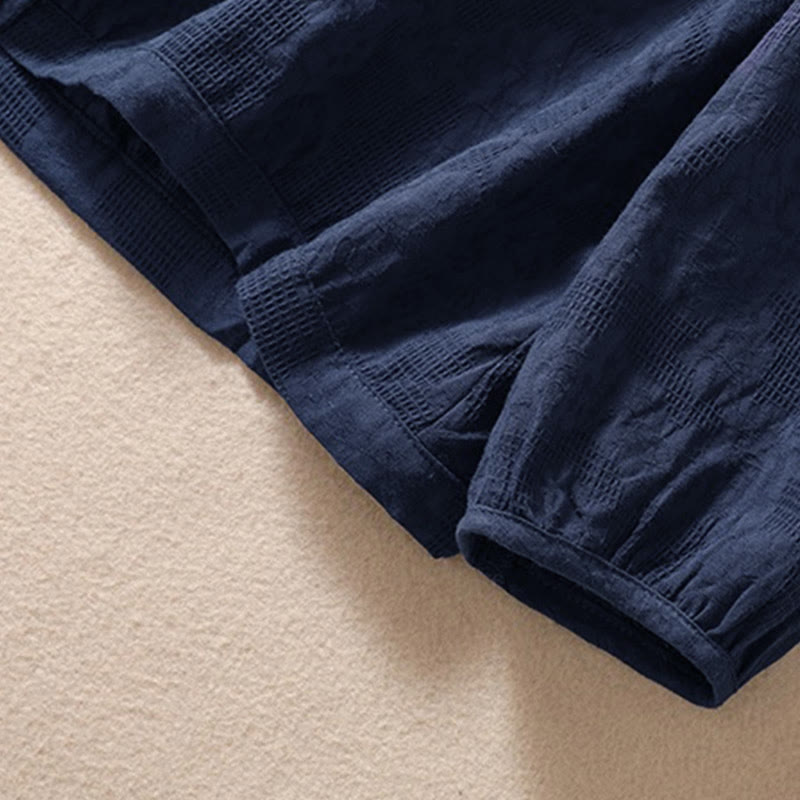 Bluza damska z kapturem z długim rękawem i żakardowym nadrukiem "Buddha Stones Fall" z guzikami i bawełny - image 7