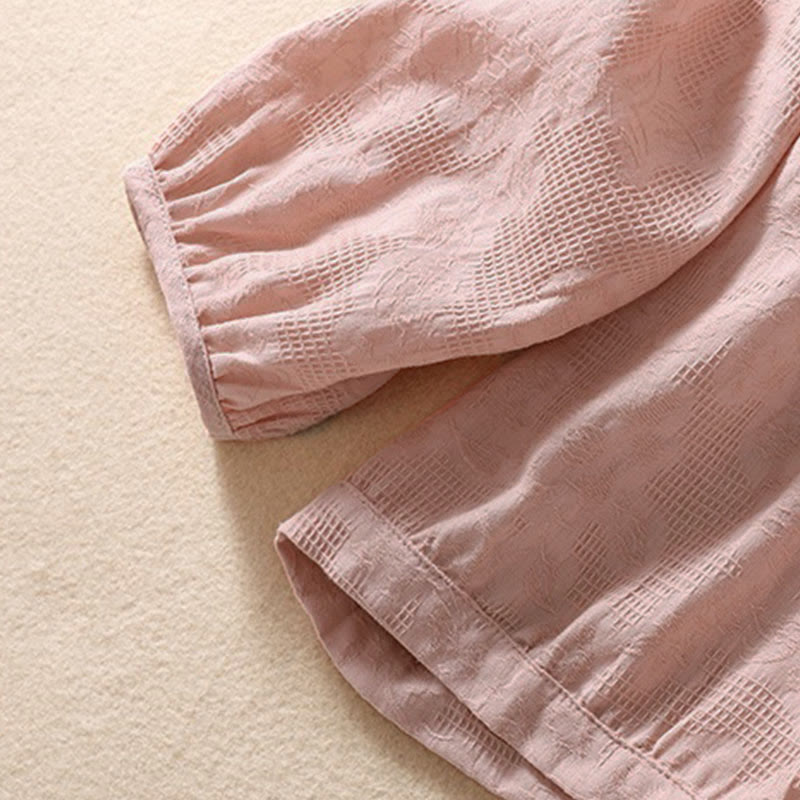 Bluza damska z kapturem z długim rękawem i żakardowym nadrukiem "Buddha Stones Fall" z guzikami i bawełny - image 16