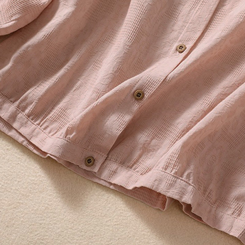 Bluza damska z kapturem z długim rękawem i żakardowym nadrukiem "Buddha Stones Fall" z guzikami i bawełny - image 14