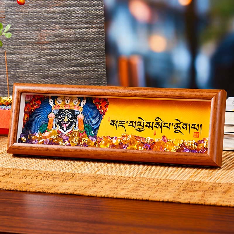 Buddha Stones Om Mani Padme Hum Budda Złoty sztabka Thangka Ramka na zdjęcia Ozdoba Wystrój domu - Styl 1 - Płyta pilśniowa średniej gęstości (9*30*4 cm) - image 0