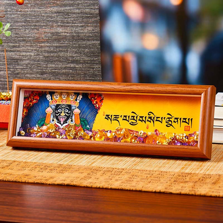 Buddha Stones Om Mani Padme Hum Budda Złoty sztabka Thangka Ramka na zdjęcia Ozdoba Wystrój domu - Styl 1 - Płyta pilśniowa średniej gęstości (9*30*4 cm) - image 0