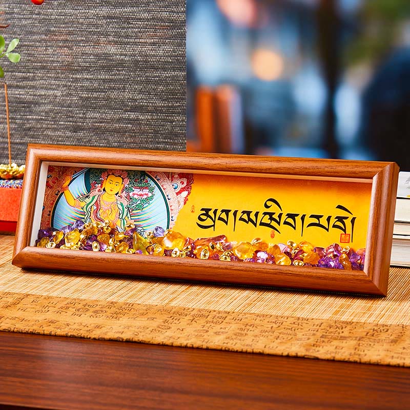 Buddha Stones Om Mani Padme Hum Budda Złoty sztabka Thangka Ramka na zdjęcia Ozdoba Wystrój domu - Styl4 - Płyta pilśniowa średniej gęstości (9*30*4 cm) - image 9