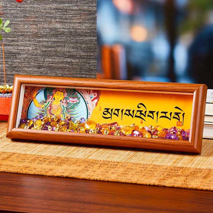 Buddha Stones Om Mani Padme Hum Budda Złoty sztabka Thangka Ramka na zdjęcia Ozdoba Wystrój domu - Styl4 - Płyta pilśniowa średniej gęstości (9*30*4 cm) - image 9