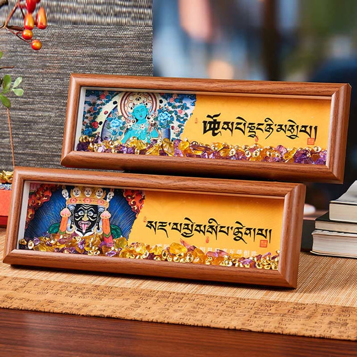 Buddha Stones Om Mani Padme Hum Budda Złoty sztabka Thangka Ramka na zdjęcia Ozdoba Wystrój domu - image 10