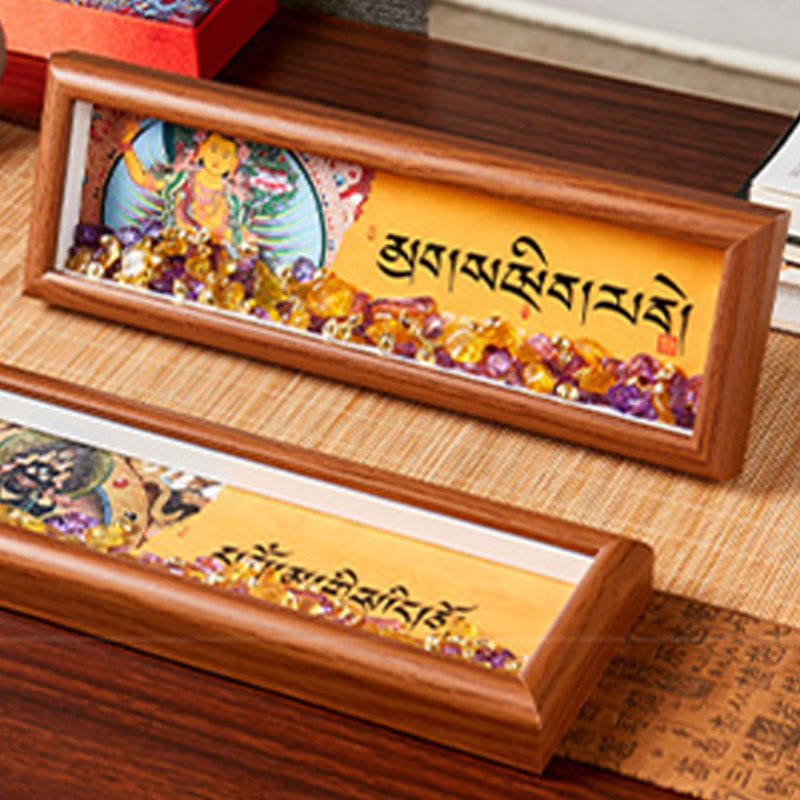 Buddha Stones Om Mani Padme Hum Budda Złoty sztabka Thangka Ramka na zdjęcia Ozdoba Wystrój domu - image 12
