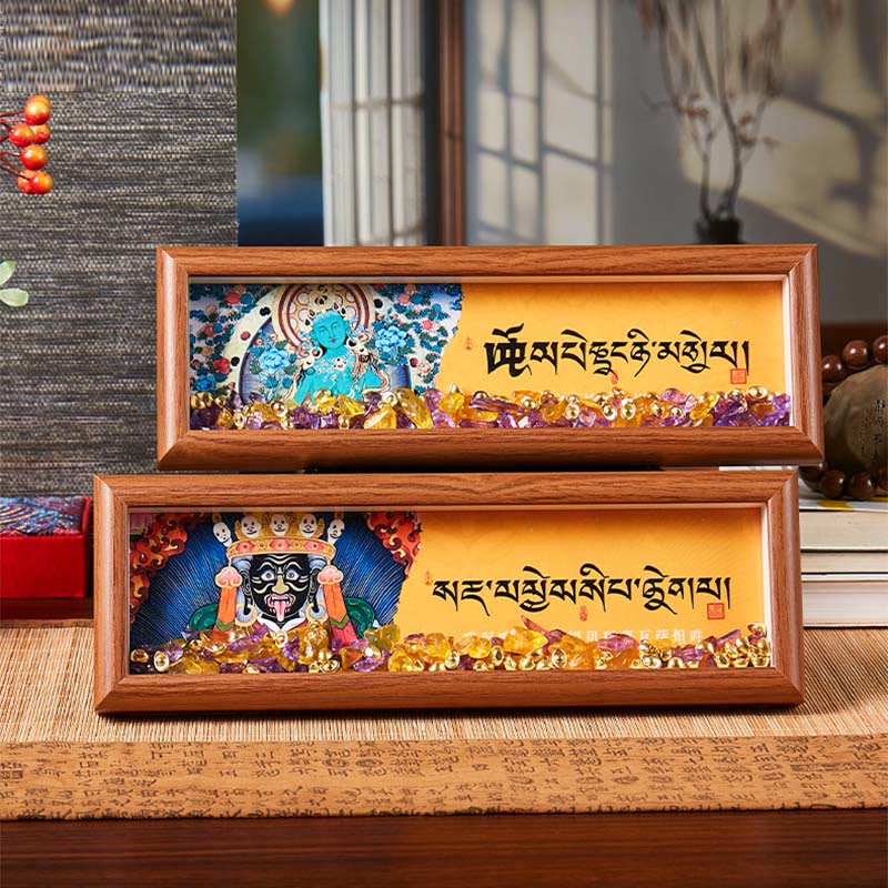 Buddha Stones Om Mani Padme Hum Budda Złoty sztabka Thangka Ramka na zdjęcia Ozdoba Wystrój domu - image 11