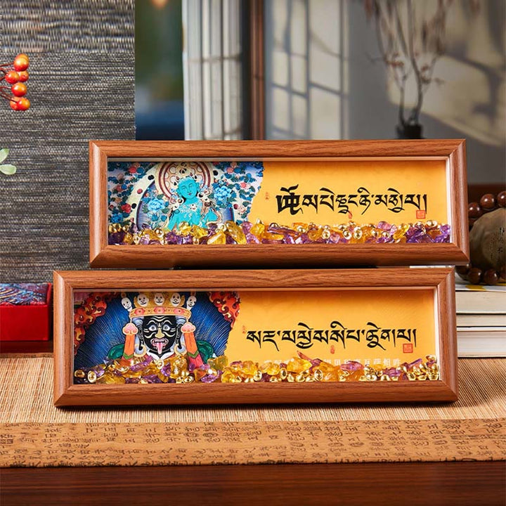 Buddha Stones Om Mani Padme Hum Budda Złoty sztabka Thangka Ramka na zdjęcia Ozdoba Wystrój domu - image 11