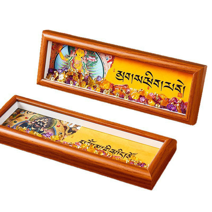 Buddha Stones Om Mani Padme Hum Budda Złoty sztabka Thangka Ramka na zdjęcia Ozdoba Wystrój domu - image 13