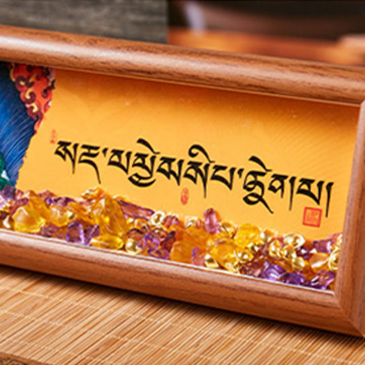Buddha Stones Om Mani Padme Hum Budda Złoty sztabka Thangka Ramka na zdjęcia Ozdoba Wystrój domu - image 2