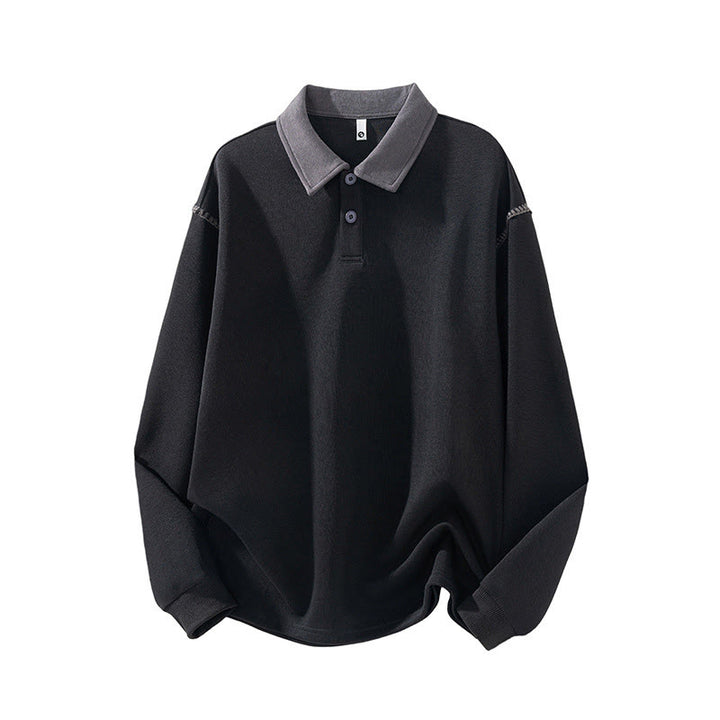 Bluza męska z bawełny z kołnierzykiem polo i guzikami Buddha Stones Fall Polo - Czarny - US/UK/AU44， EU54 (4XL) - image 5