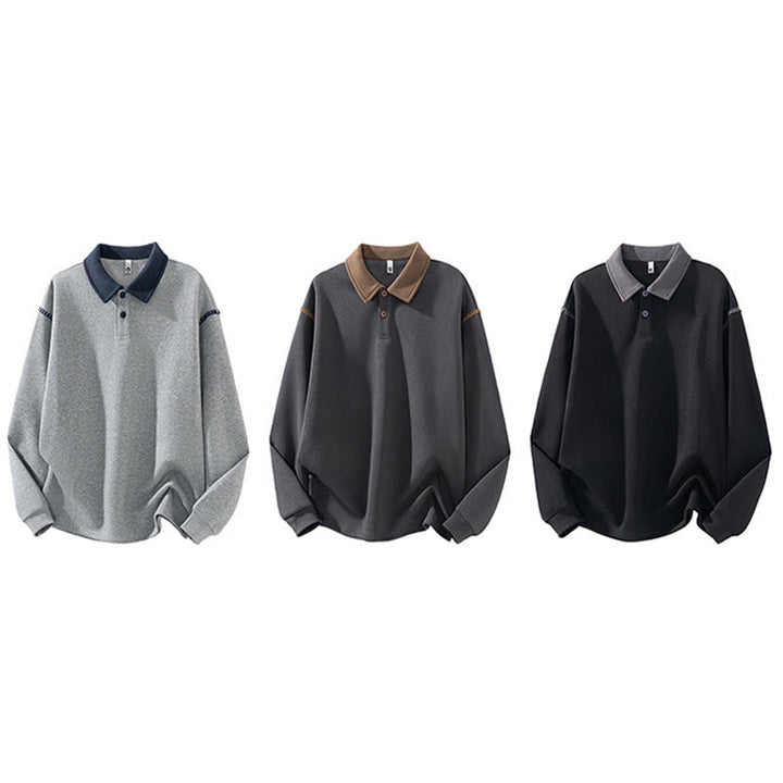 Bluza męska z bawełny z kołnierzykiem polo i guzikami Buddha Stones Fall Polo - image 12