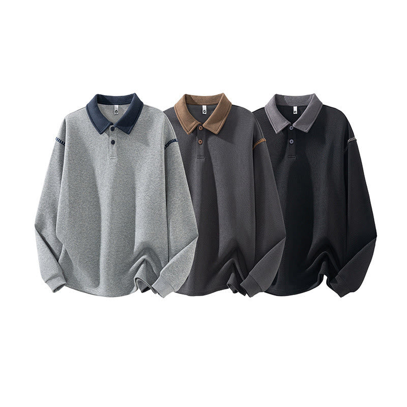 Bluza męska z bawełny z kołnierzykiem polo i guzikami Buddha Stones Fall Polo - image 0