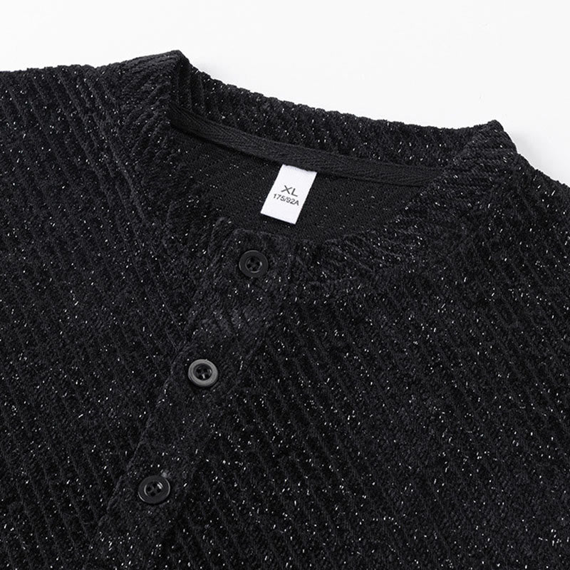 Bluza męska z okrągłym dekoltem i paskami "Buddha Stones Fall" z guzikami - image 5