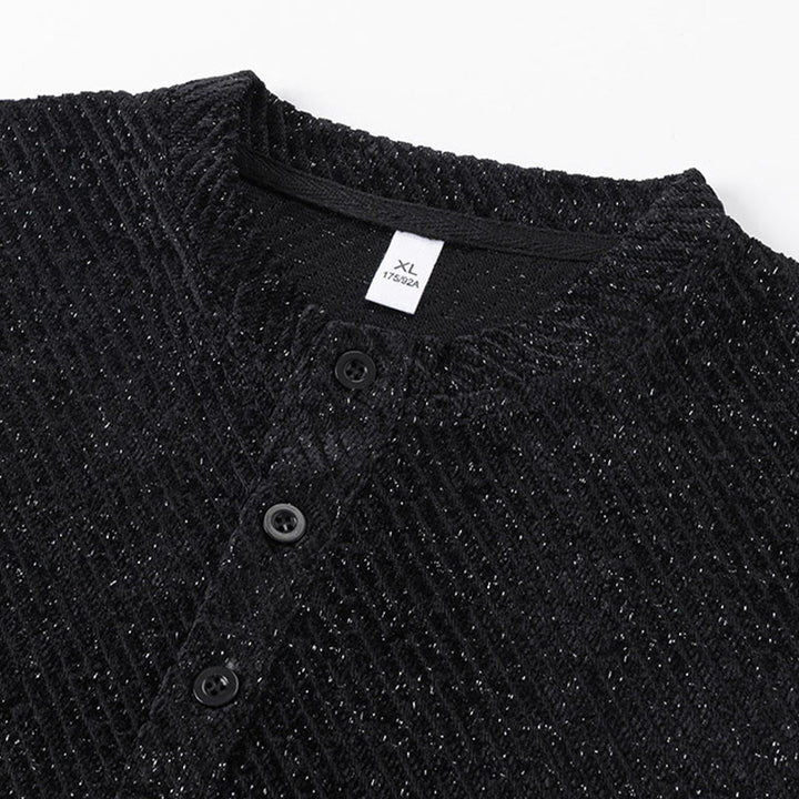 Bluza męska z okrągłym dekoltem i paskami "Buddha Stones Fall" z guzikami - image 5