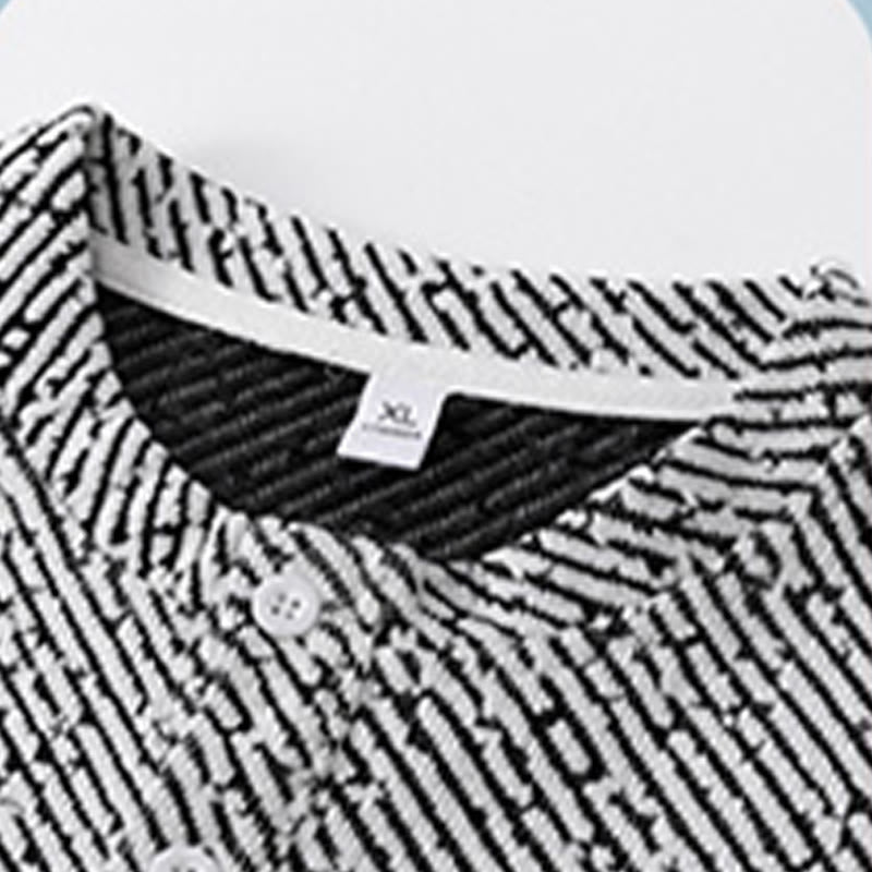 Bluza męska z okrągłym dekoltem i paskami "Buddha Stones Fall" z guzikami - image 12