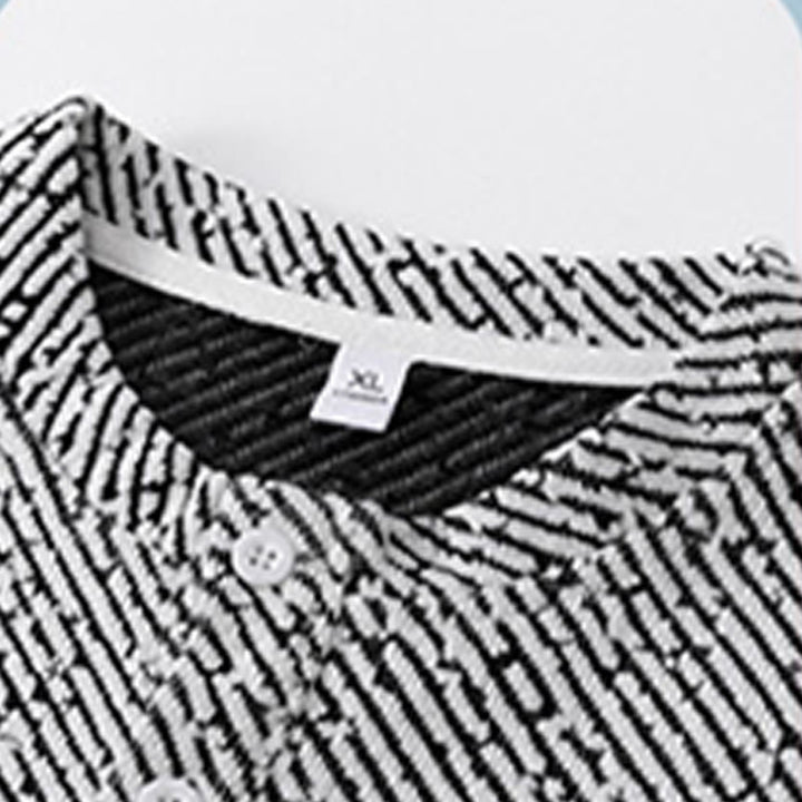 Bluza męska z okrągłym dekoltem i paskami "Buddha Stones Fall" z guzikami - image 12