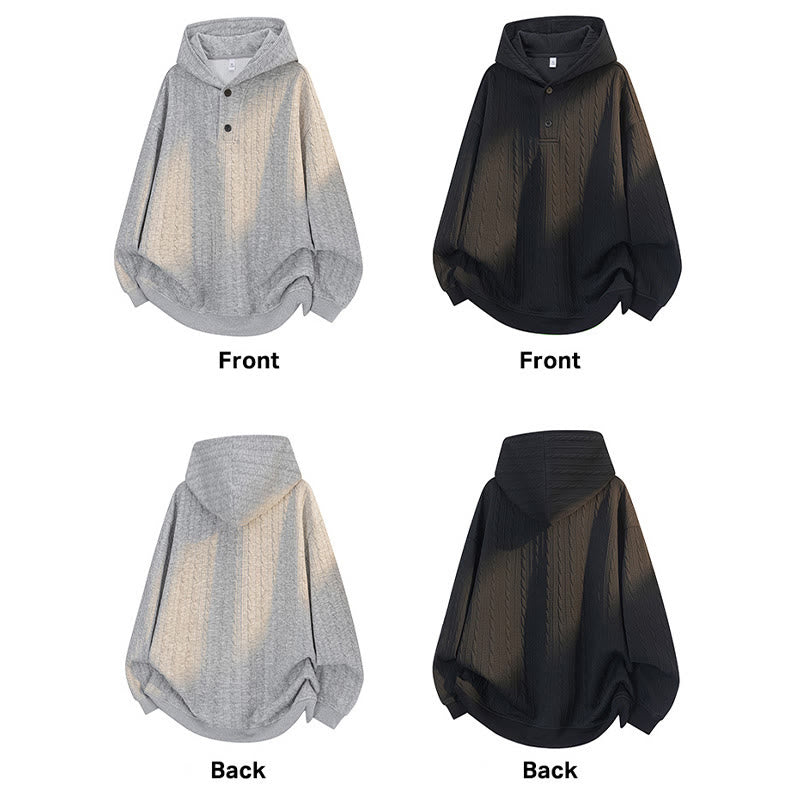 Bluza męska z kapturem z długim rękawem i guzikami w kolorze Buddha Stones na jesień i zimę - image 13