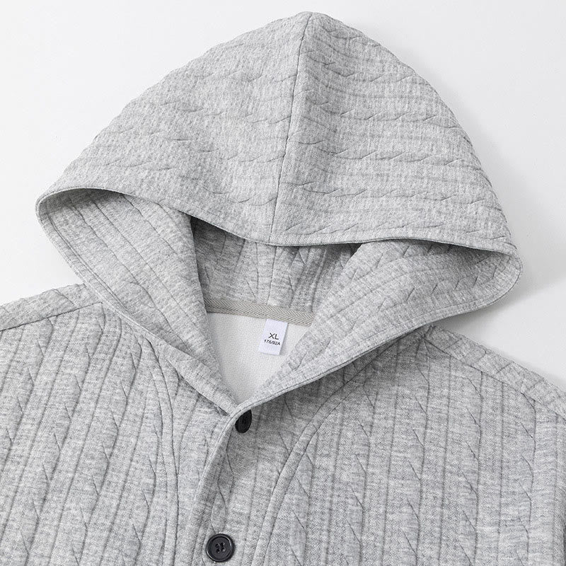 Bluza męska z kapturem z długim rękawem i guzikami w kolorze Buddha Stones na jesień i zimę - image 2