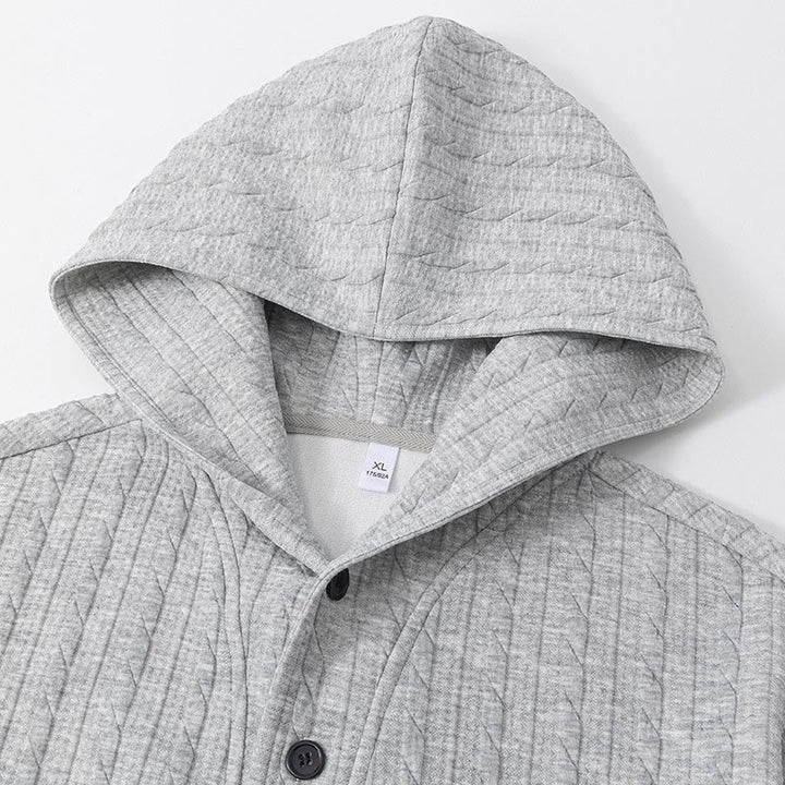 Bluza męska z kapturem z długim rękawem i guzikami w kolorze Buddha Stones na jesień i zimę - image 2