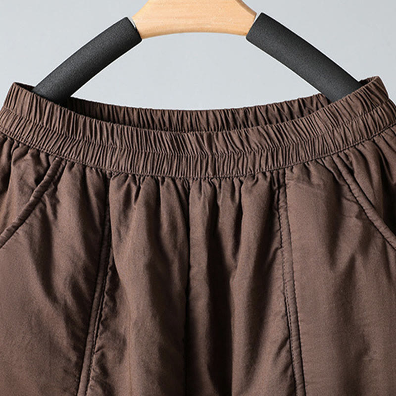 Damskie spodnie haremowe z kieszeniami i elastyczną talią z motywem Buddha Stones, bawełniane, termiczne, skrócone, o długości 7-8 - image 3